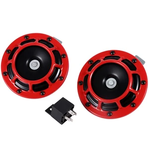12v car grille mount electric blast tone horn super tone loud compact electric horn red high and low voltage horn with relay free global shipping
