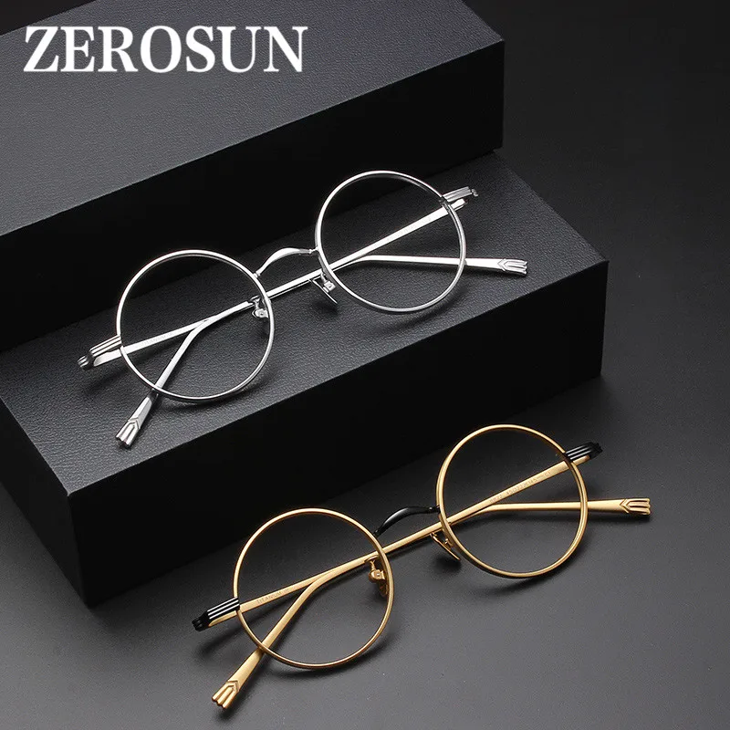 Оправа для очков Zerosun Мужская титановая небольшие круглые аксессуары чтения по
