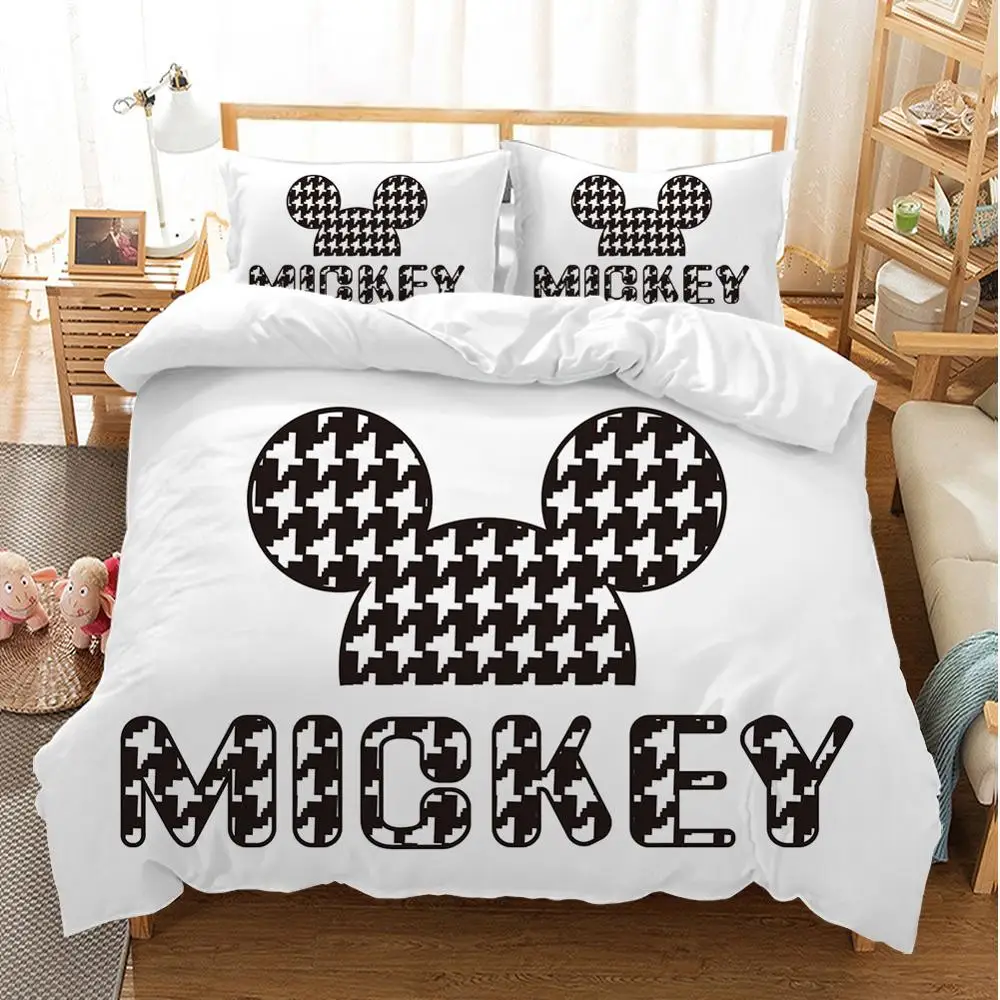 Disney Mickey Minnie mouse Cartoon Bedding Set Lovely Couple Twin Full King Single Double Size Children Duvet Cover PillowCase | Дом и сад
