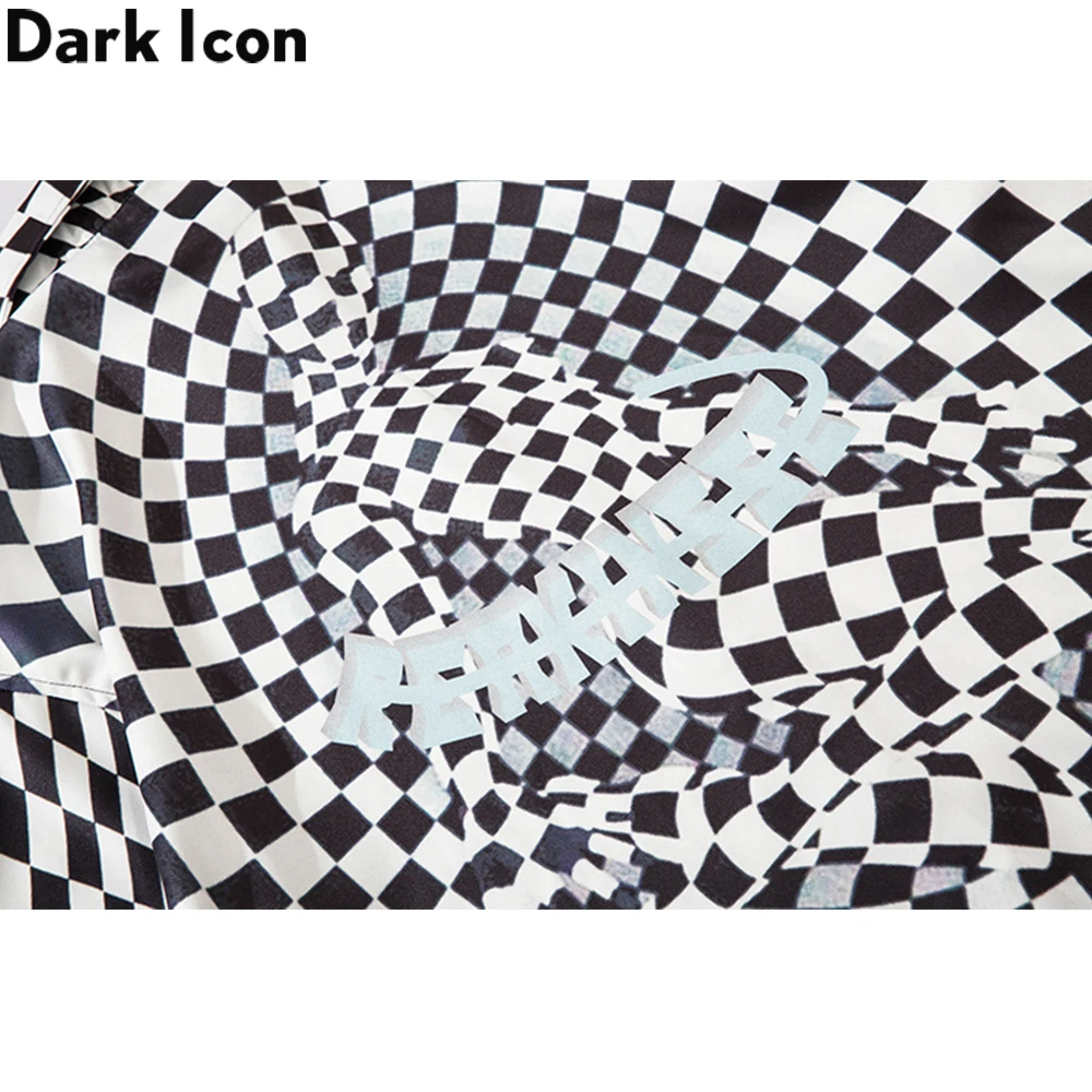 

Dark Icon Checkered Oversize Men's Shirt 2021 Summer Geometric Loose Shirts for Man Male Blouse