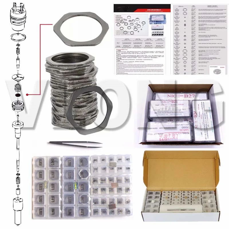 

500/Lot B11 B12 B13 B14 B16 B22 B25 B26 B31 B42 Common Rail Injector Adjusting Washers Shims Gasket Repair Kits for Bosch