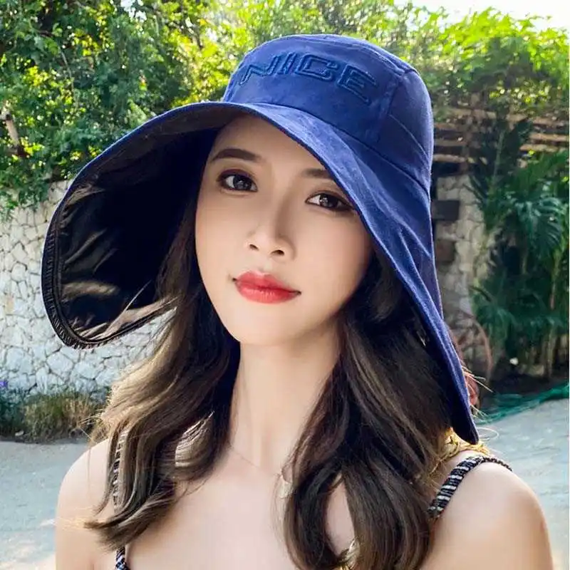 

New Hat Fashion Big Brim Sun Hats For Women Bifurcation Wide Brim Summer Beach Caps Visor Outdoor Women's Hat