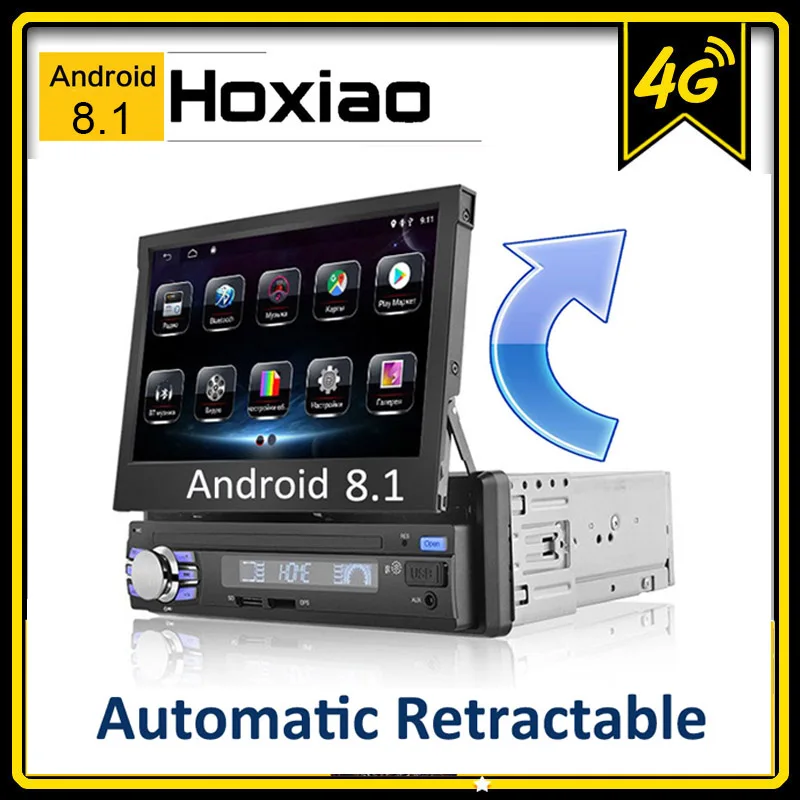 Автомагнитола Выдвижная 1Din автомагнитола под управлением Android 7 &quot GPS