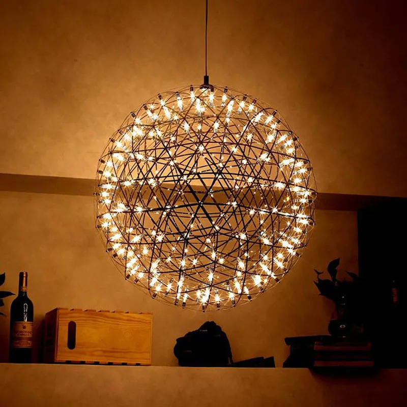 

Современный подвесной светодиодный светильник в стиле лофт с искровым шариком, подвесные светильники в форме фейерверка с шариком из нержа...