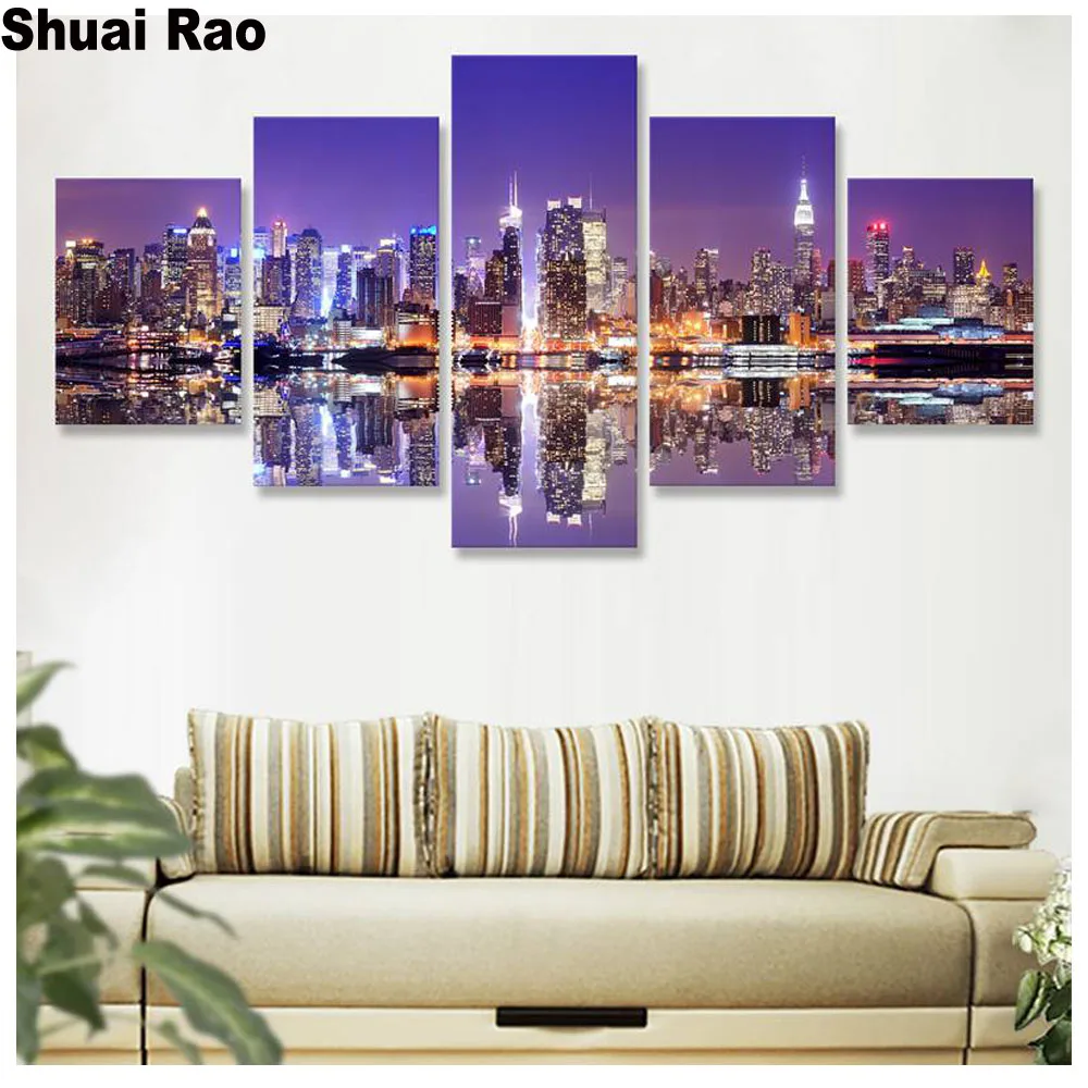 Алмазная живопись Манхэттен городской пейзаж квадратная круглая мозаика