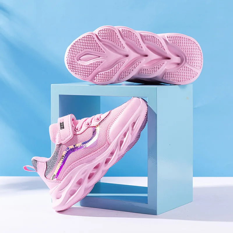 Весенние сетчатые кроссовки детская обувь для бега дышащая Спортивная девочек