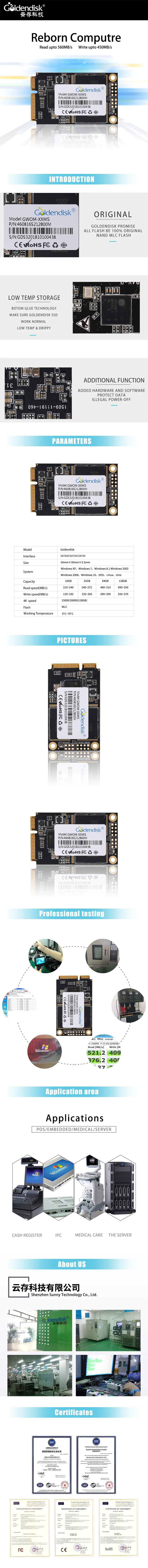 Goldendisk промышленный компьютер диск Мини SSD 8GB m SATA разъем pcie твердотельные накопители внутренняя быстрая скорость обновления NAND MLC