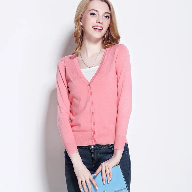 Женская трикотажная рубашка с V-образным вырезом и длинным рукавом |