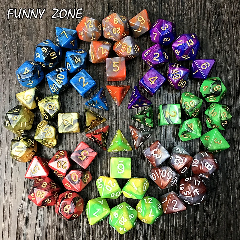 Высокое качество 7 шт. набор двухцветных игральных костей эффект туманности