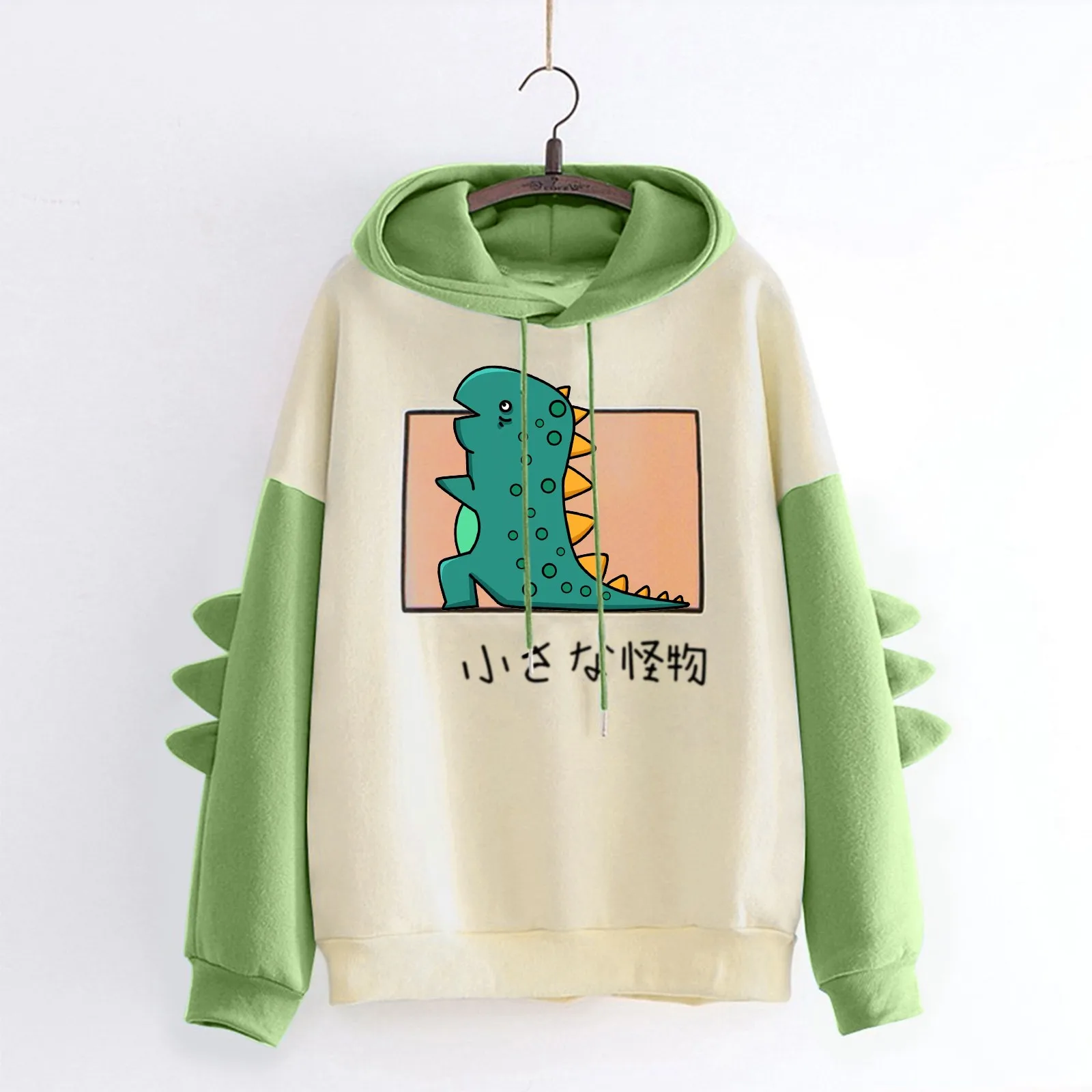 Women Casual Fashion Hoodie Loose Dinosaur Print Sweatshirt Pullover Tops Streetwear Women Oversized Hoodies Moletom Feminino