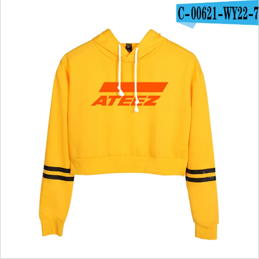 Сексуальный укороченный топ с открытым пупком Kpop Group ATEEZ худи Женский пуловер