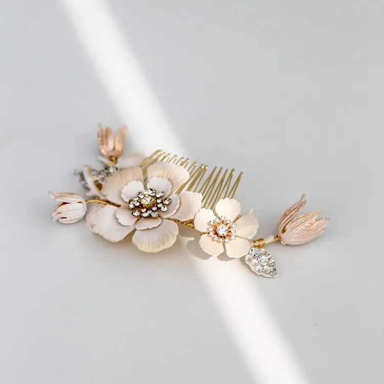 В винтажном стиле с цветочным принтом гребень для волос в виде листьев булавки