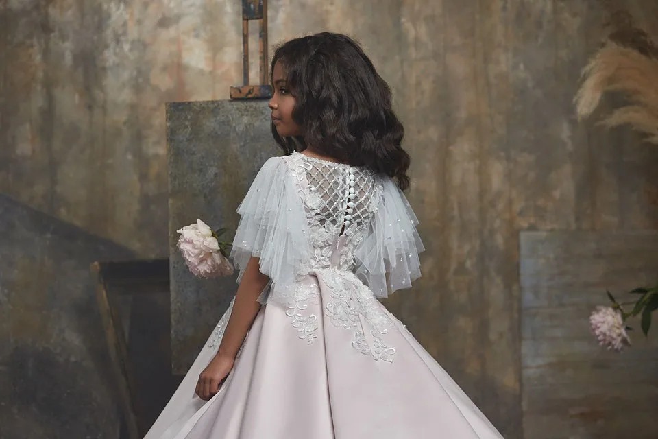 Трапециевидные платья принцессы для маленьких девочек из тафты кружевные с