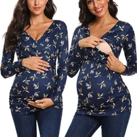 womens maternity nursing shirt long sleeve v neck cross floral breastfeeding pregnancy tops maternity fit flattering top
