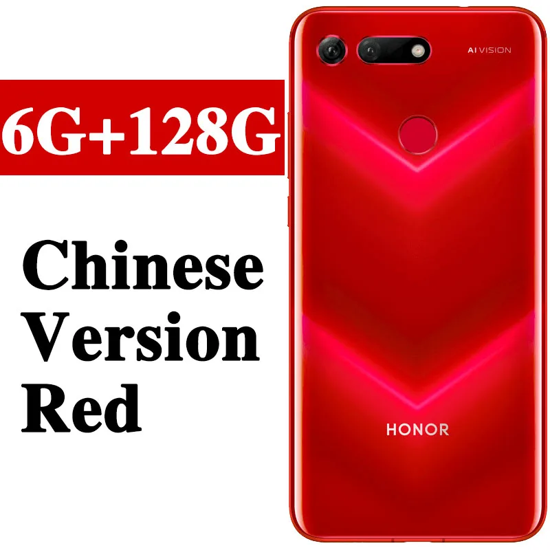 HONOR View 20, Honor V20, 6 ГБ, 128 ГБ, мобильный телефон, 6,4 дюймов, Kirin 980, четыре ядра, Android 9,0, NFC, 4000 мАч - Цвет: 6G 128G Red