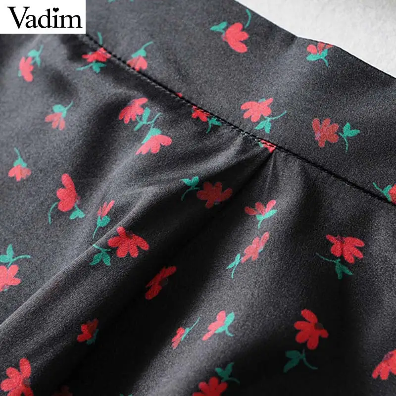 Vadim Женская винтажная Цветочная юбка миди с принтом на молнии сзади