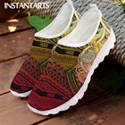 INSTANTARTS модные Племенной полинезийской Стиль; Женская обувь на плоской подошве в повседневном стиле легкий сетчатый открытый спортивная обувь кроссовки для женщин, мягкий пенис Zapatillas