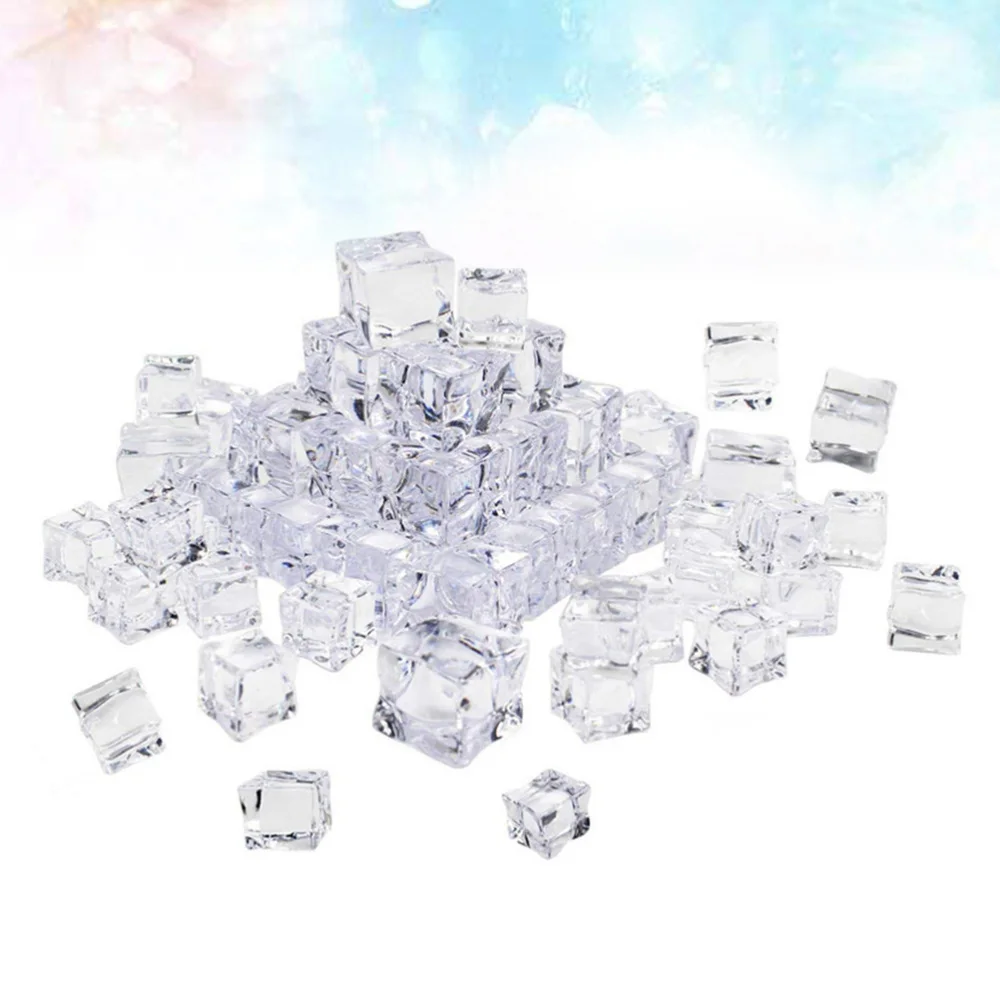 

50Pcs 30mm Cube Shape Artificial Acrylic Ice Cubes Glass Luster Ice Cubes Crystal Clear Photography Props Kitchen Decoration