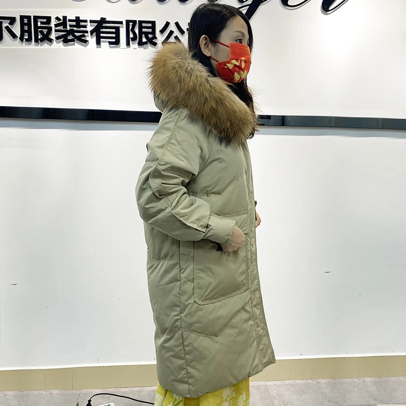 Fitaylor/зимняя длинная куртка с капюшоном и воротником из натурального Лисьего меха
