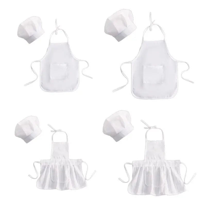 

2Pcs Cute Baby Chef Apron and Hat Infant Kid White Cook Costume Photography Prop