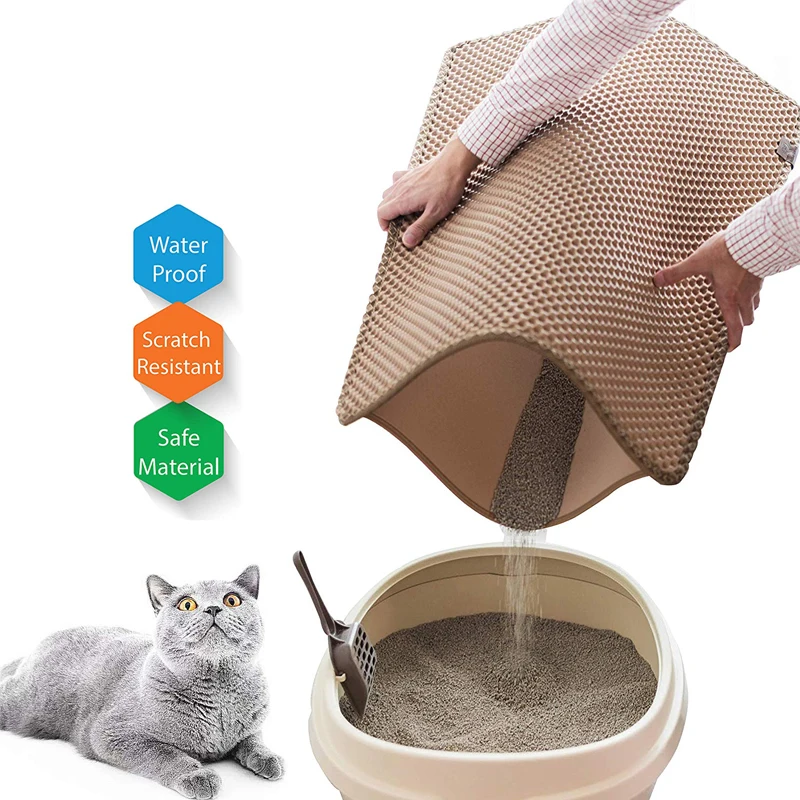 Waterproof Pet Cat Litter Mat EVA Double Layer Cat Non-slip Pet Litter Trapping Pad Household Sand Cleaning Mat Floor