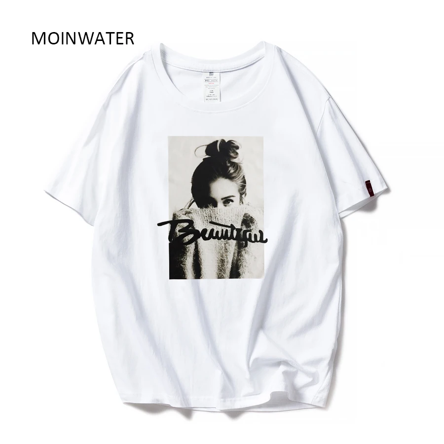 

MOINWATER женские новые модные футболки женские хлопковые белые черные футболки и топы женские повседневные футболки High Street MT1943