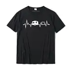 Караван сердцебиение ЭКГ Кемпинг Забавный подарок футболка Geek футболка для мужчин купоны хлопковые футболки уличная