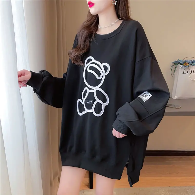 

Oversized Womens Clothing Cute Bear Hoodie Women Thin 2021 Spring and Autumn Loose Long Sleeve Office Lady Tops
