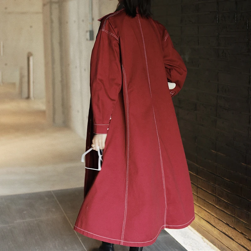 Женский джинсовый плащ GALCAUR винтажный Тренч с отложным воротником и длинными