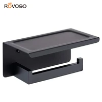 rovogo toilet paper holder with shelf stainless steel paper roll holder wall mounted bathroom hardware set matte black