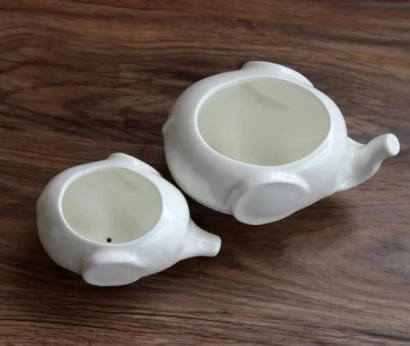 Белые фарфоровые Животные Слон горшки дно домашний декор подарки керамические