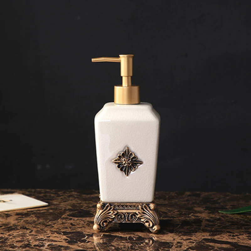 

European Luxury Ceramic Lotion Bottle Hand Sanitizer Bottle Hotel Home Toothbrush Holder Mouth Cup Soap Dish Bathroom Accessorie