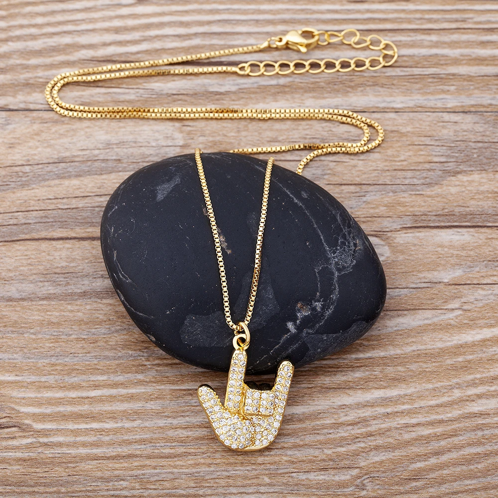 Модная Очаровательная подвеска с языком знака медная циркониевая золотая