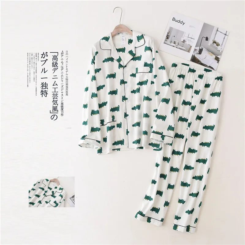 

JULY'S SONG Women Cotton Soft Printing Pajamas Set 2 Pieces Sleepwear Long Sleeve Trousers Women Autumn Winter Casual Homewear