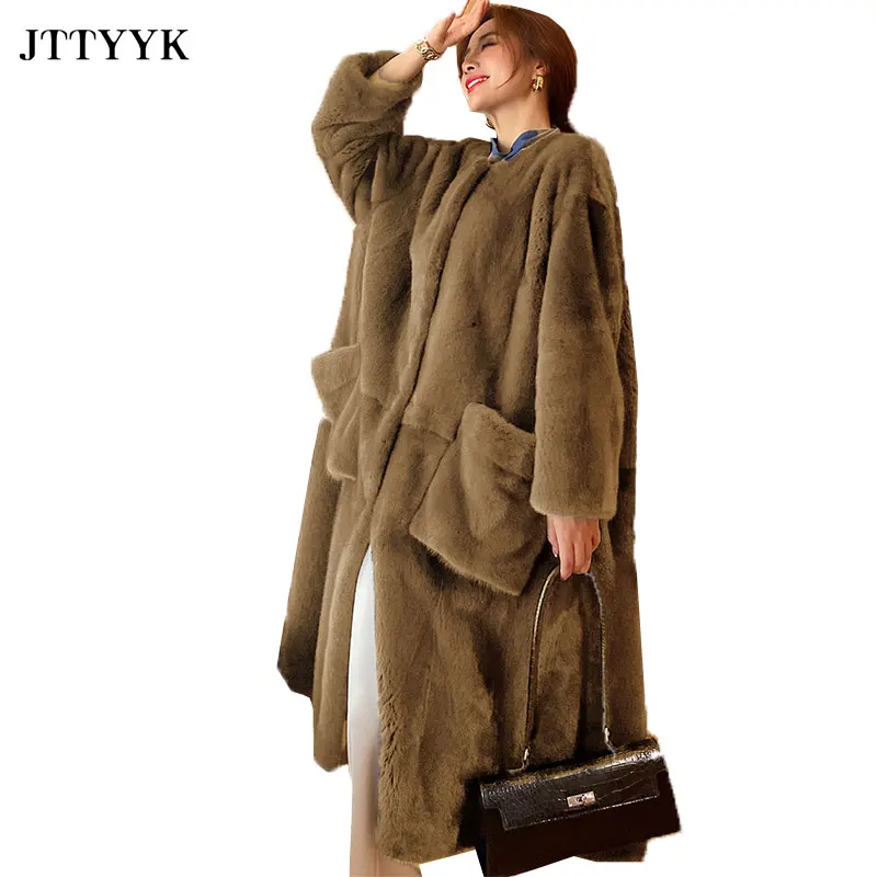 Large Size Clothing Women Winter Luxury Runway Faux Fur Coat Women Overcoat Fluffy Shearling Jacket Long Parkas Warm Outerwear