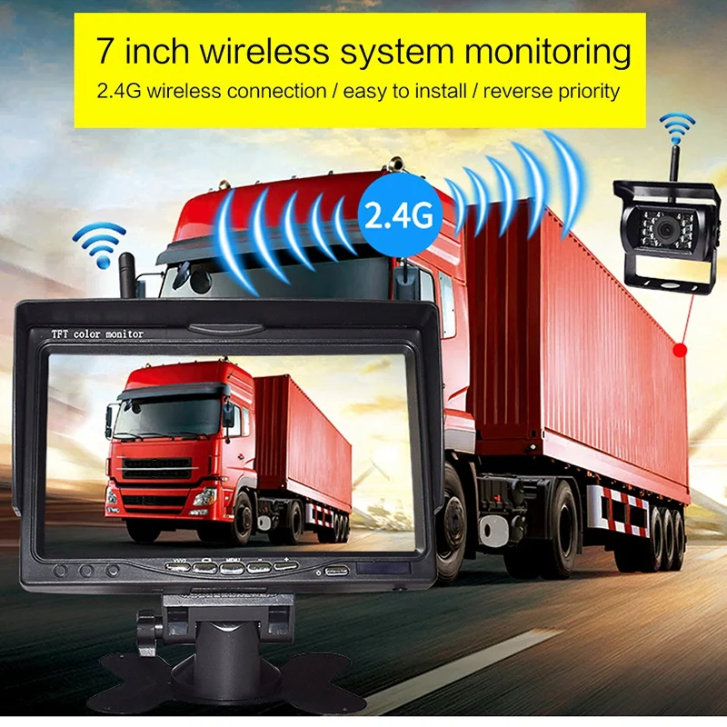

1080P Digital Wireless WIFI Backup Camera System for Trucks Cars 7Inch LCD Car Monitor Reverse Backup Night Vision