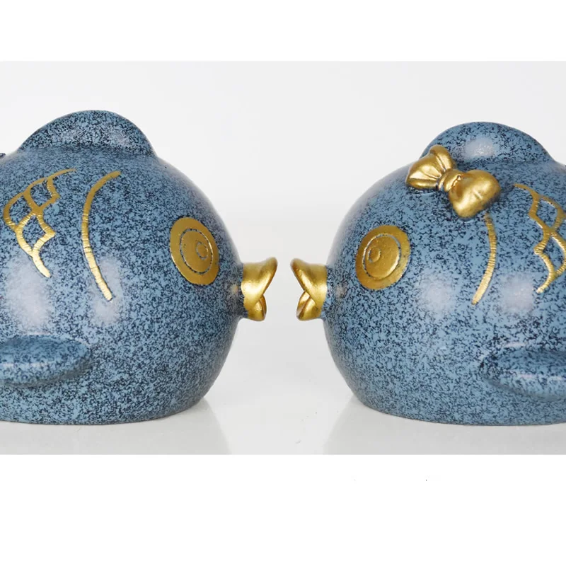 Веселая полимерная Копилка в виде пары рыбок креативная копилка с абстрактным