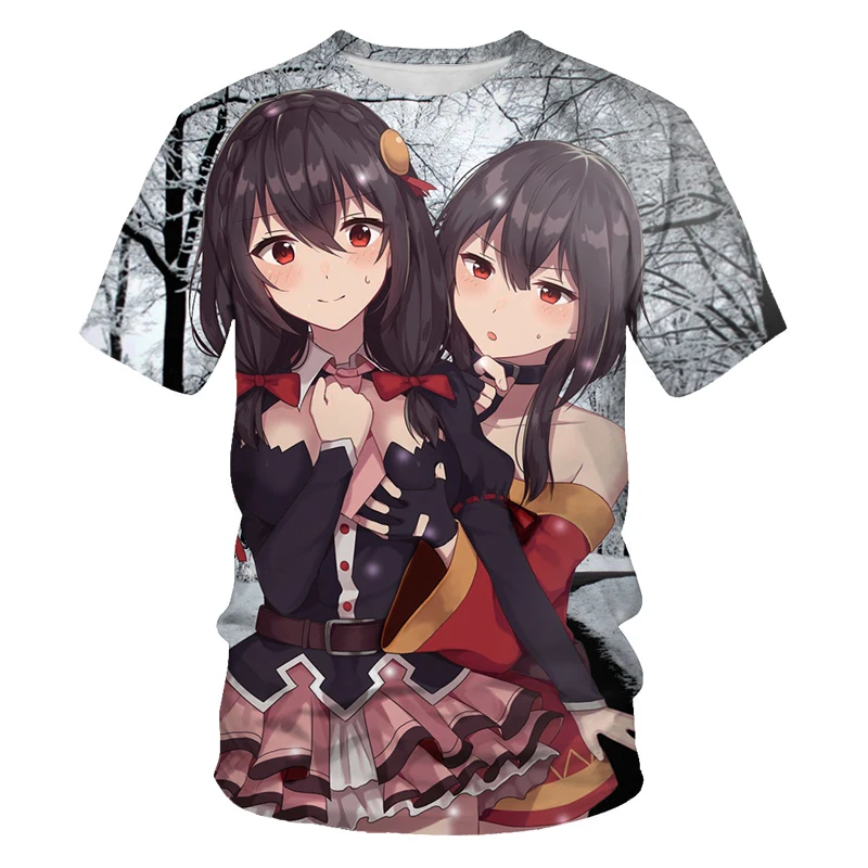 

2021 summer new men's T-shirt 3D printing T-shirt anime beautiful girl pattern children's T-shirt parent-child wear material sof