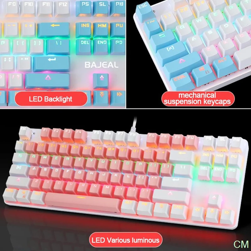 

Gaming keyboard Wired Gaming Mouse Kit 87 Keycaps With RGB Backlight Russian keyboard Gamer Ergonomic Mause For PC Laptop