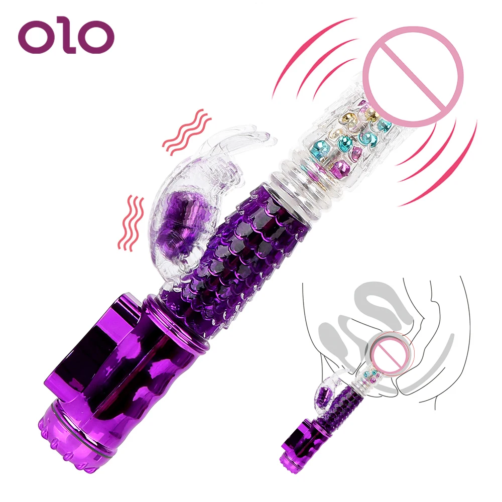 Большой фаллоимитатор OLO Rabbit вибратор с поворотом на 360 градусов секс игрушки для