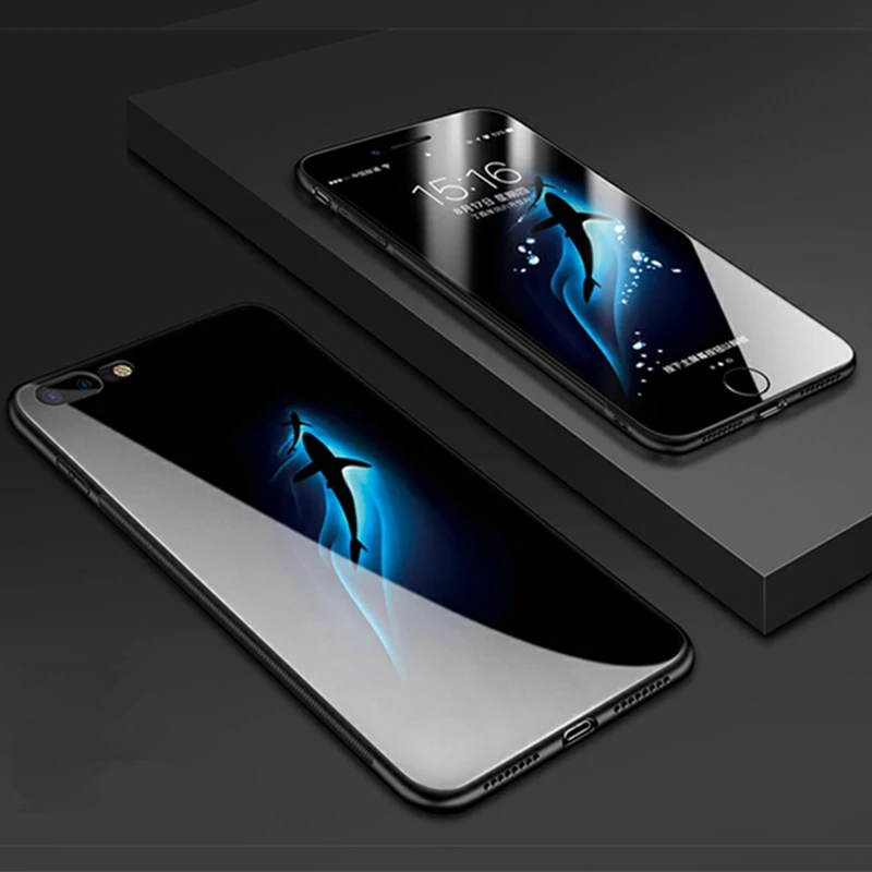 

For Huawei Honor Play 4t Pro 3 Case Black Cartoon Fox Hard Tempered Glass back silicone Cover For Honor Play 3 4t magic 2 Casing