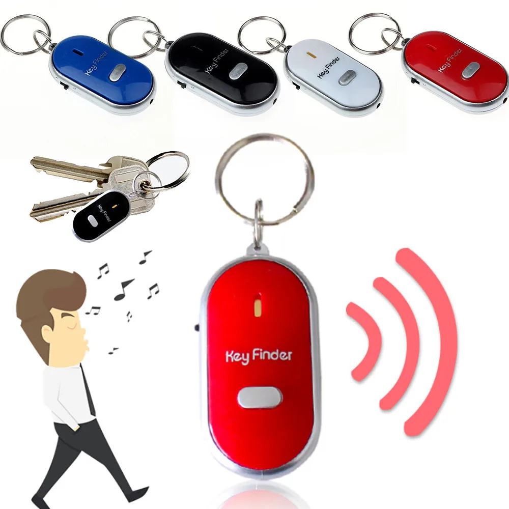 

1PC LED Light Torch Remote Sound Control Lost Key Fob Alarm Locator Keychain Whistle Finder Old Age Anti-lost Alarm For Kids