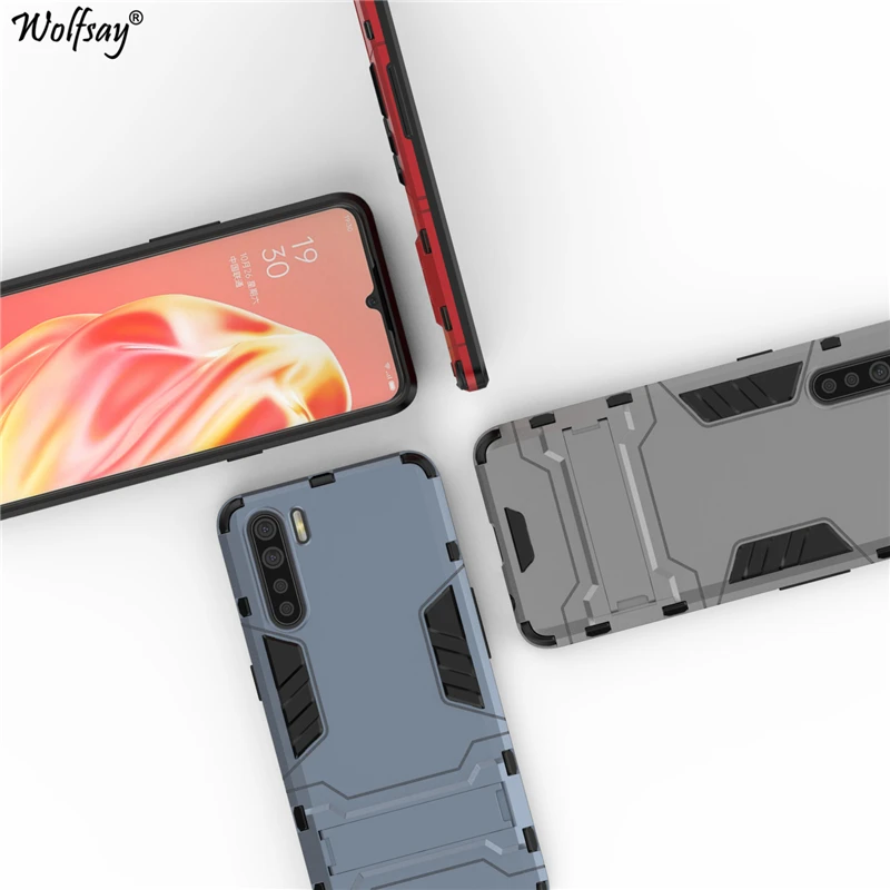wolfsay case for oppo a91 cover slim pc soft rubber armor case for oppo a91 case phone holder stand fundas oppo f15 bumpers free global shipping