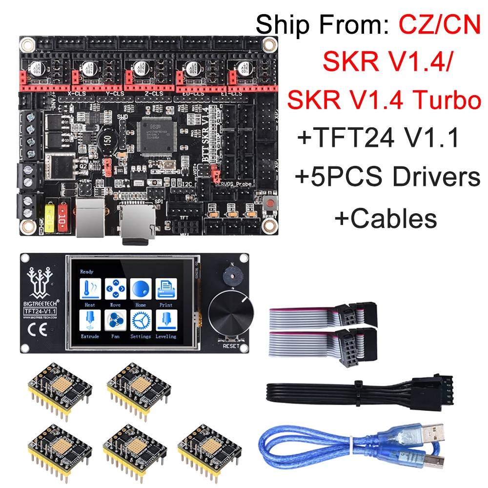 BIGTREETECH SKR V1.4 турбо панель управления + TFT24 V1.1 сенсорный экран обновления V1.3 TMC2209