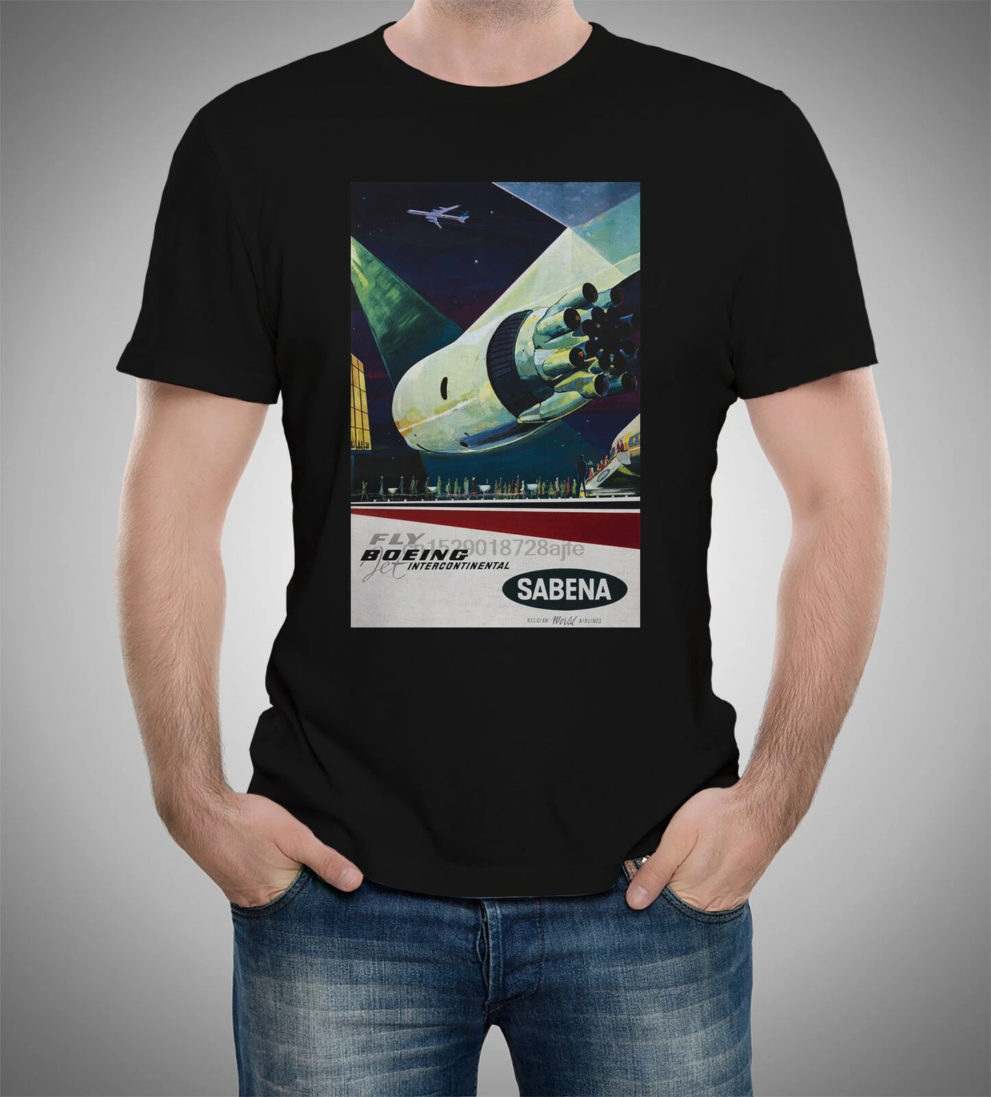 

Sabena Belgian World Airlines 1960 Int Airlines Posters T-shirt S to 5XL