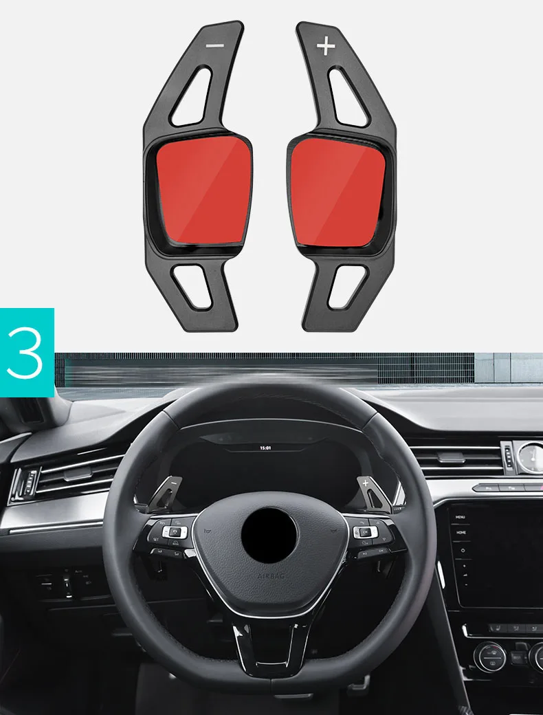 black 2PCS Рулевое колесо для tiguan arteon, аксессуары для интерьера, наклейки для автомобиля, накладки для салона - Название цвета: black 2PCS