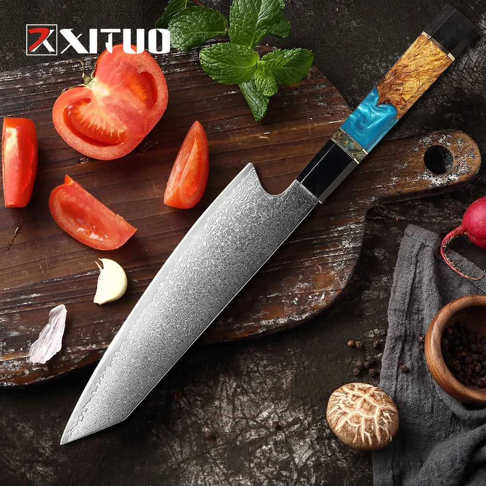 

XITUO 8-дюймовый шеф-нож 67 слоев Vg10 японский дамасский нож Kiritsuke кухонный инструмент из нержавеющей стали Gyuto ножи подарок