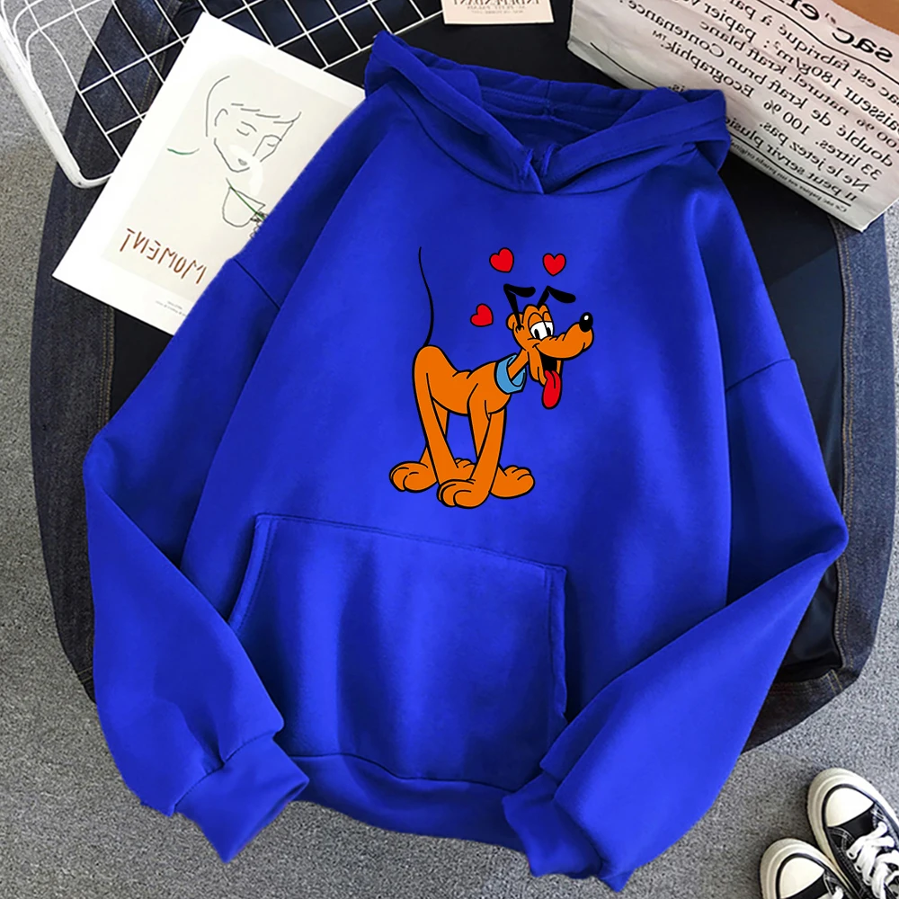 

Pluto Kawaii Dogs Print Hoodies Male Disney Fashion Casual Hooded Autumn Warm Loose Sweatshirts Hip Hop Harajuku Men Hoodie