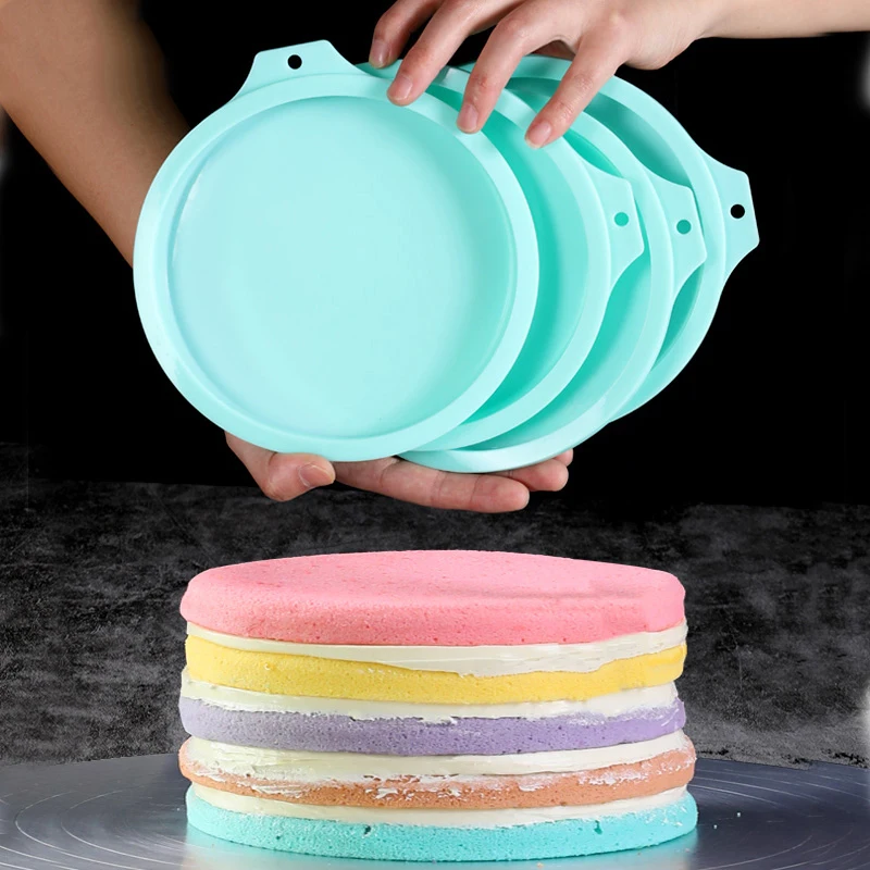 

6/8 Inch Silica Gel Baking Tray Layered Cake Circular Mold Kitchen Appliance DIY Dessert Baking Mold Cake Mold Baking Tray Tool