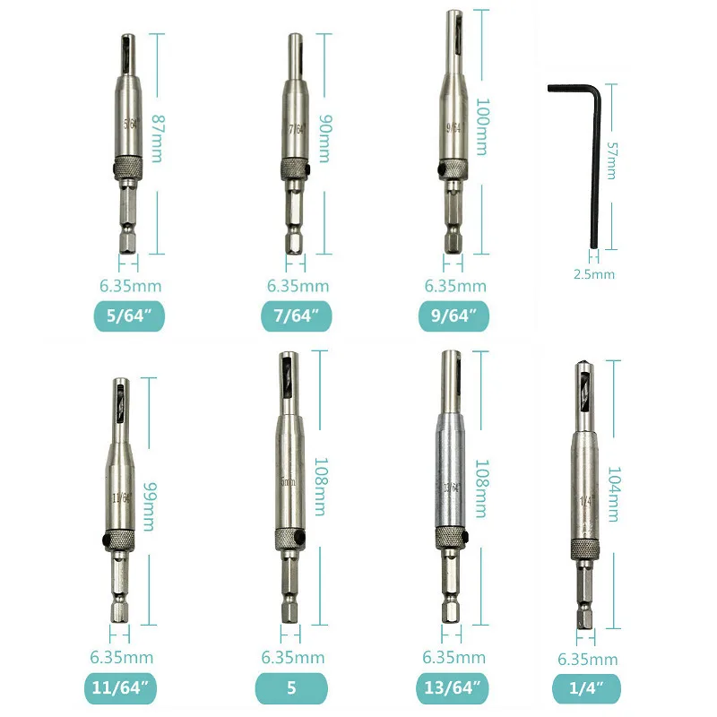 8 шт./компл. набор сверл для отверстий в дверных и оконных петлях с хвостовиком 1/4